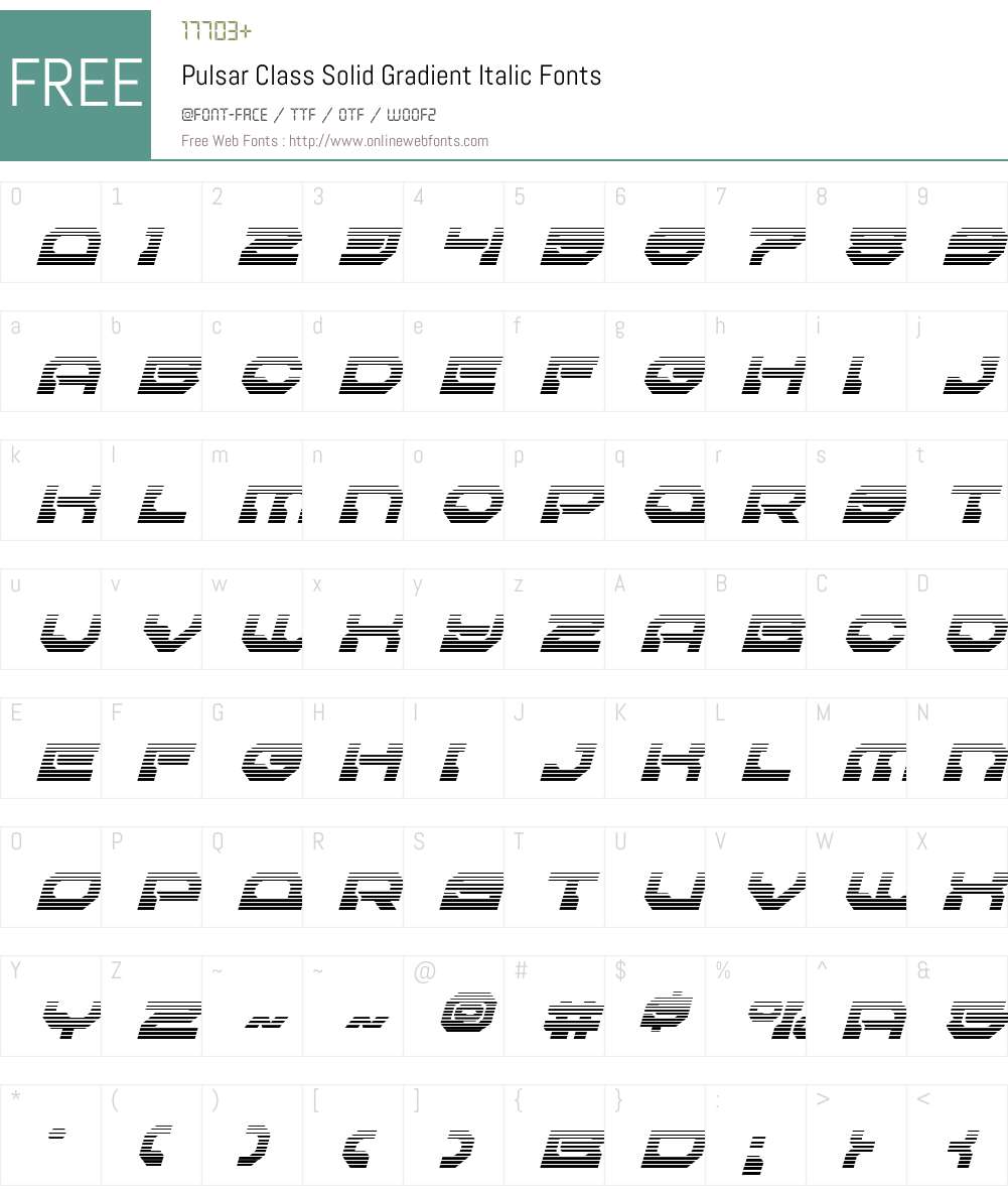 Pulsar Class Solid Gradient Italic Font Screenshots