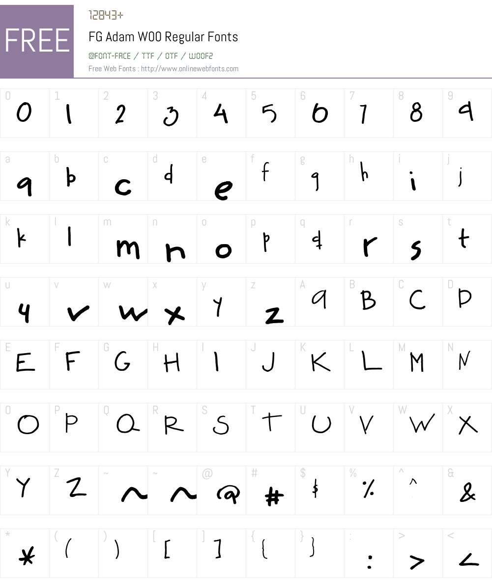 FGAdamW00-Regular Font Screenshots