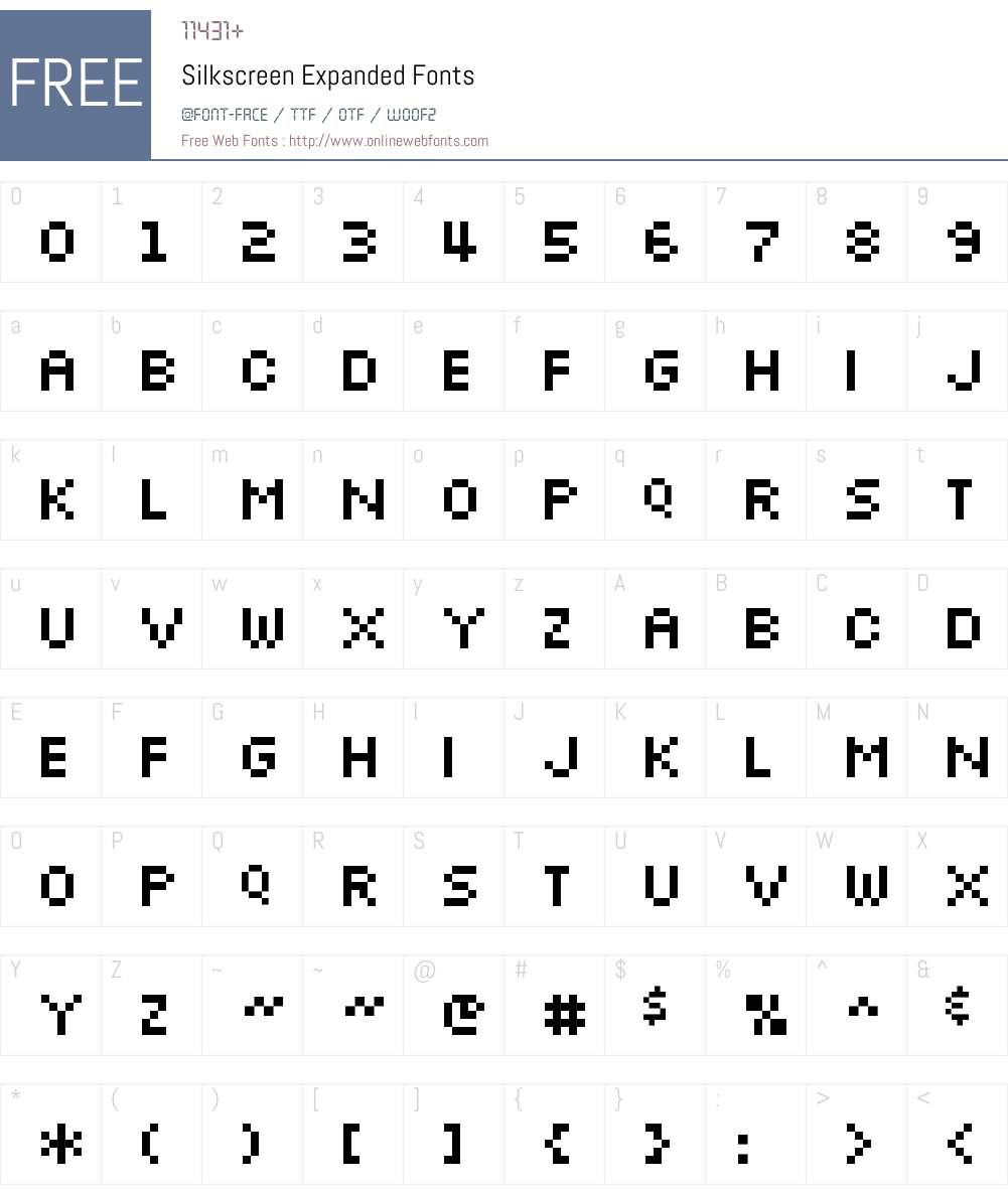 Silkscreen Expanded Font Screenshots