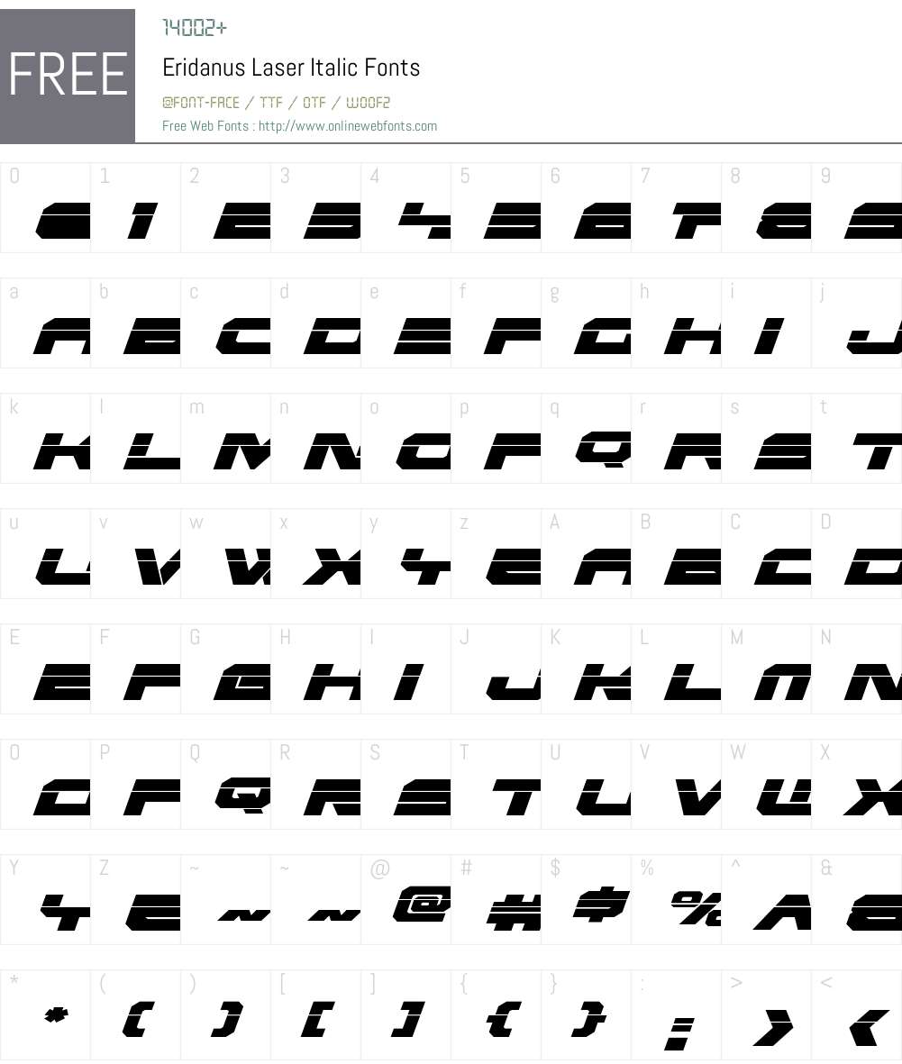 Eridanus Laser Italic Font Screenshots