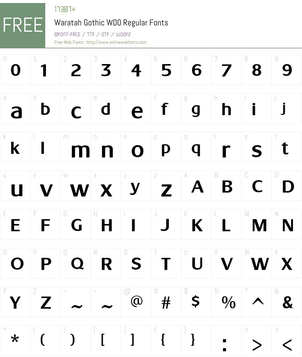 WaratahGothicW00-Regular Font Screenshots