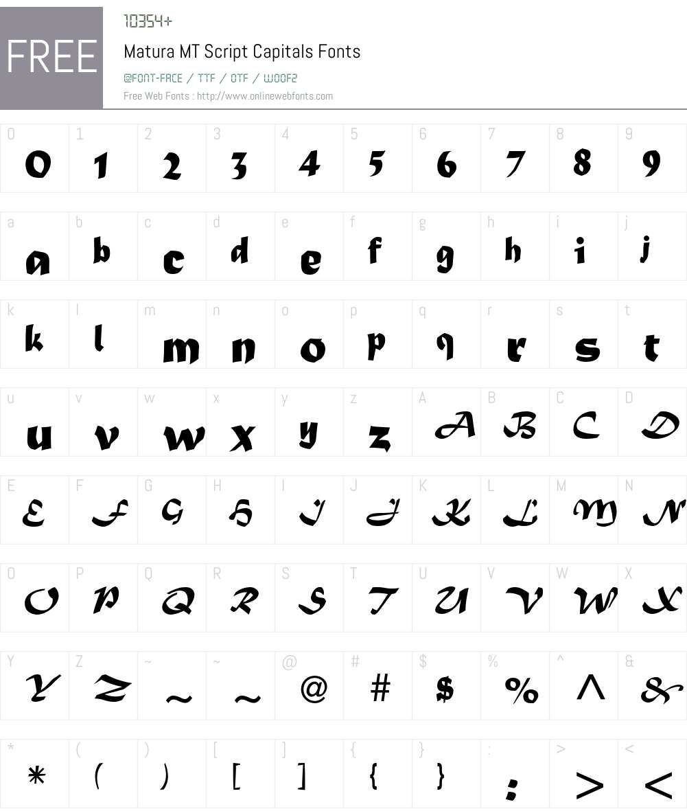 Matura MT Font Screenshots