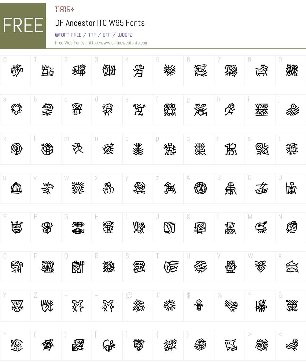 DFAncestorITCW95 Font Screenshots