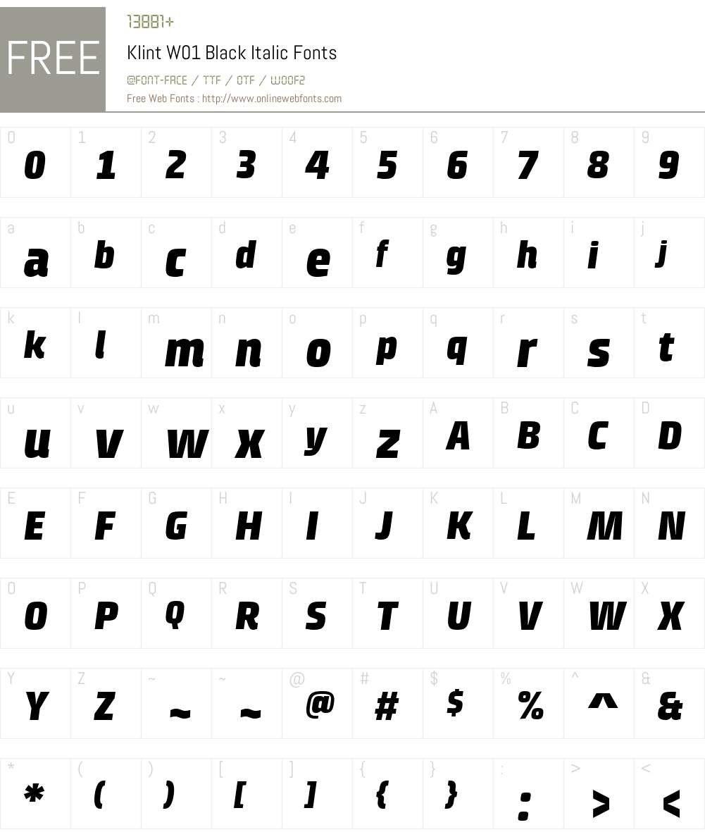 KlintW01-BlackItalic Font Screenshots