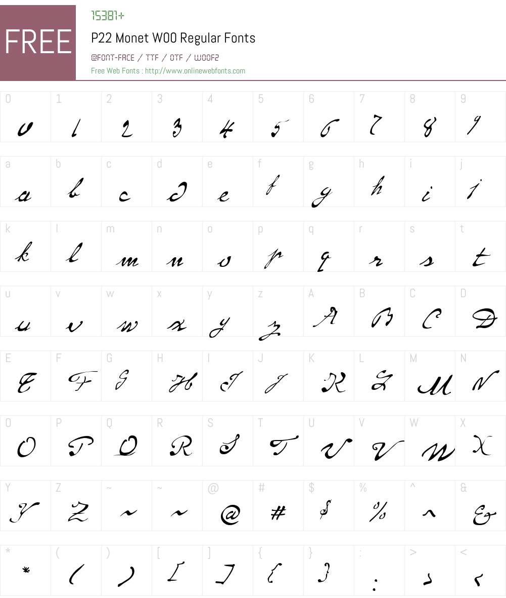 P22MonetW00-Regular Font Screenshots