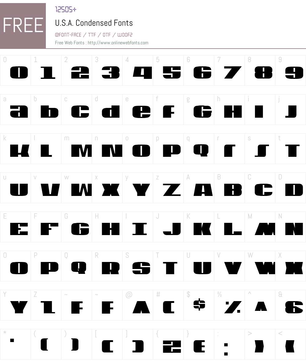 U.S.A. Condensed Font Screenshots