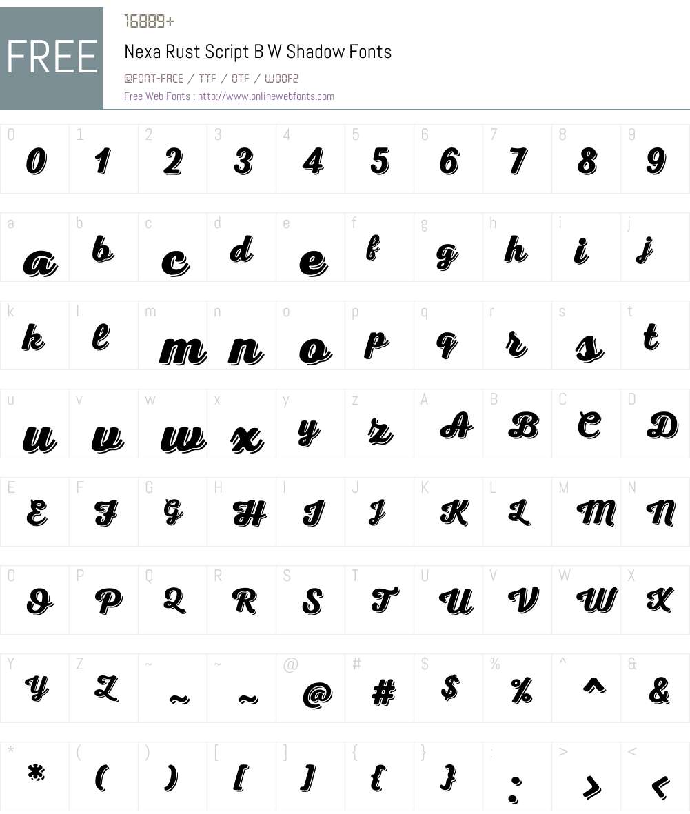 NexaRustScriptBW-Shadow Font Screenshots