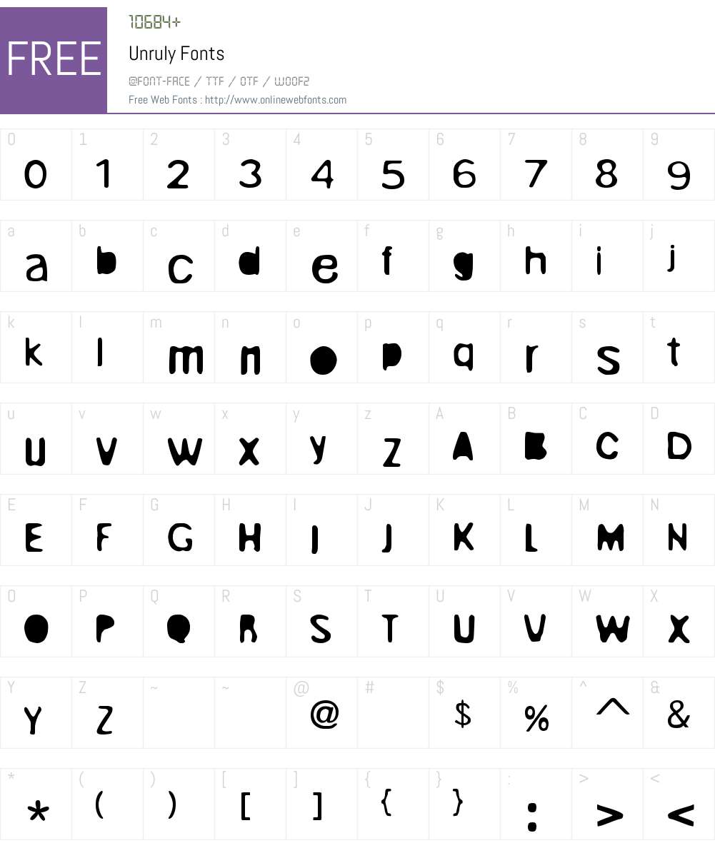 Unruly Font Screenshots