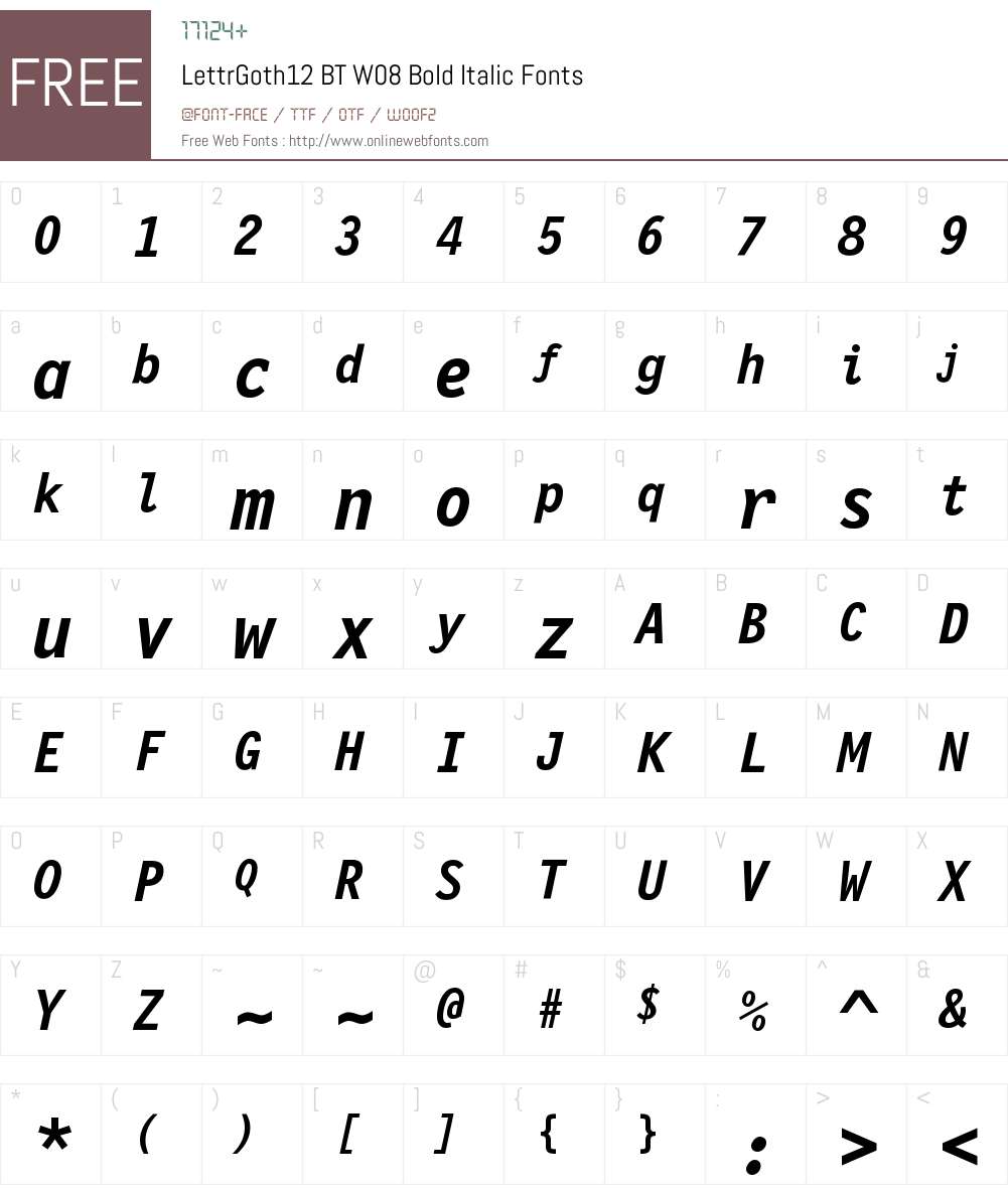 LettrGoth12BTW08-BoldItalic Font Screenshots