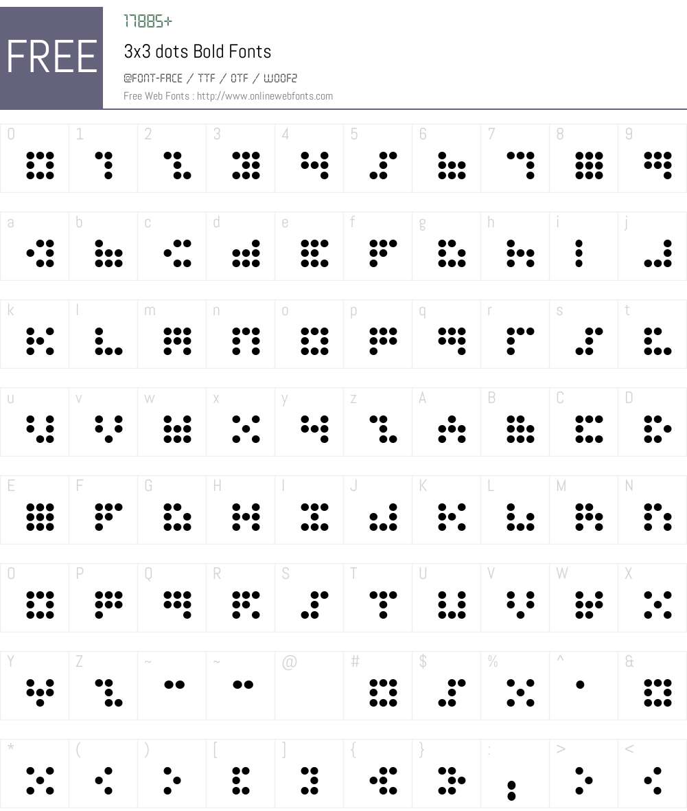 3x3 dots Font Screenshots