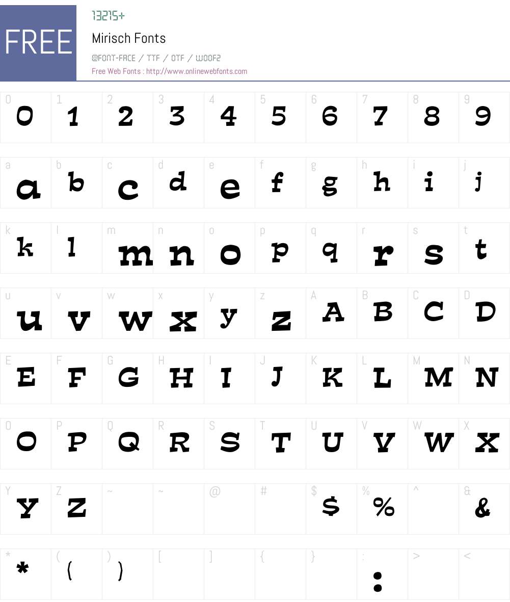 Mirisch Font Screenshots