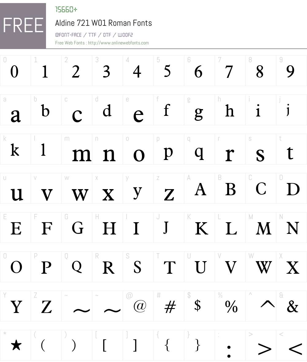 Aldine721W01-Roman Font Screenshots