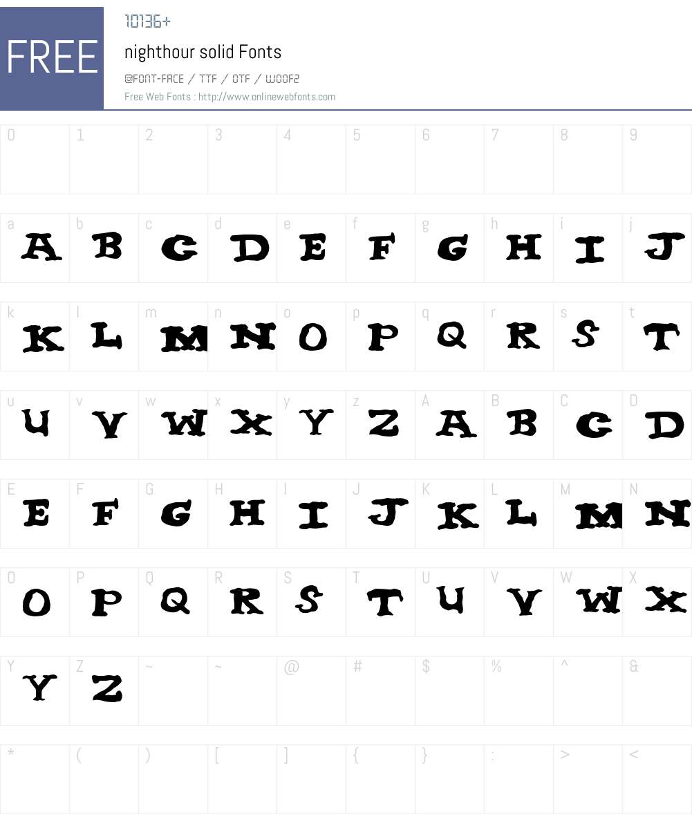 nighthour solid Font Screenshots