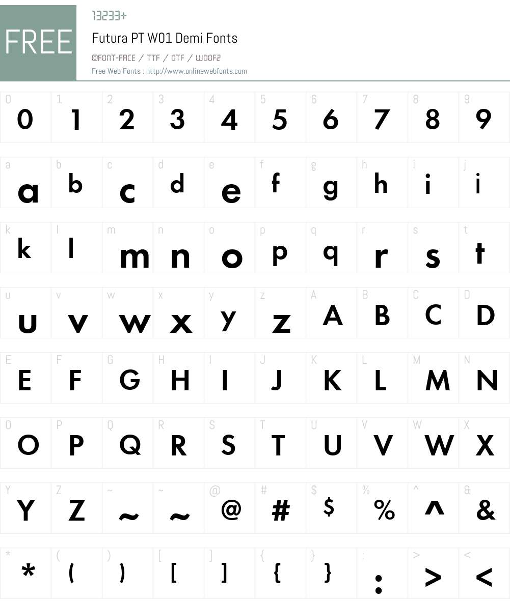FuturaPTW01-Demi Font Screenshots