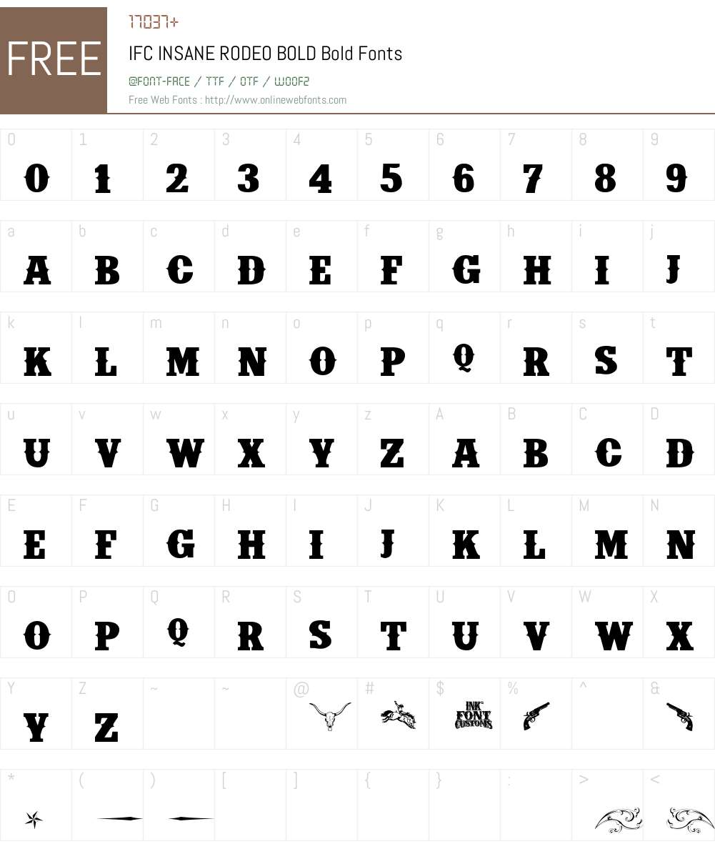 IFC INSANE RODEO BOLD Font Screenshots