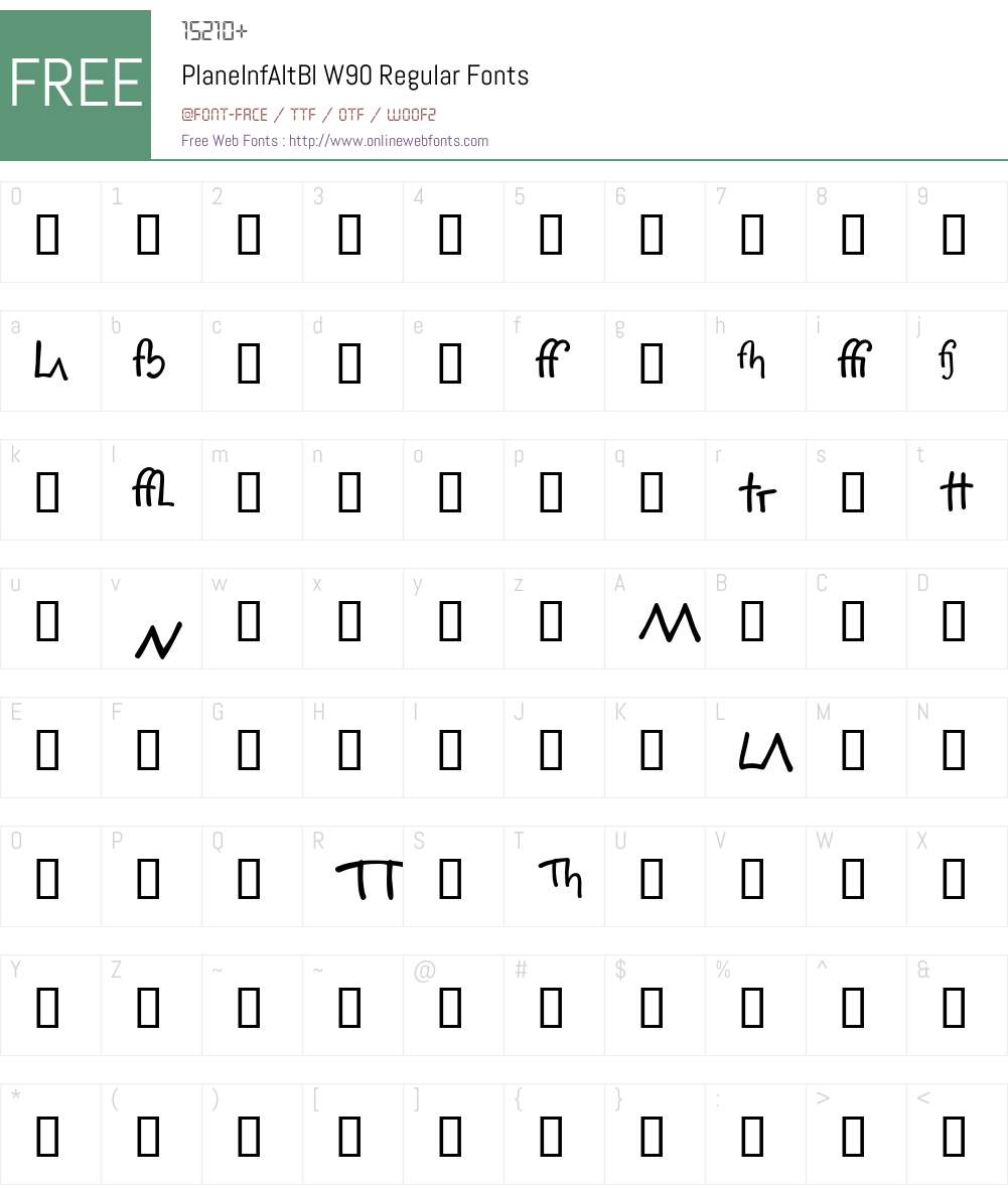 PlaneInfAltBl Font Screenshots