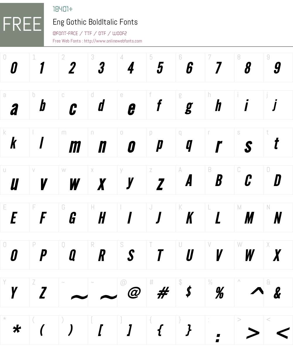 Eng Gothic Font Screenshots