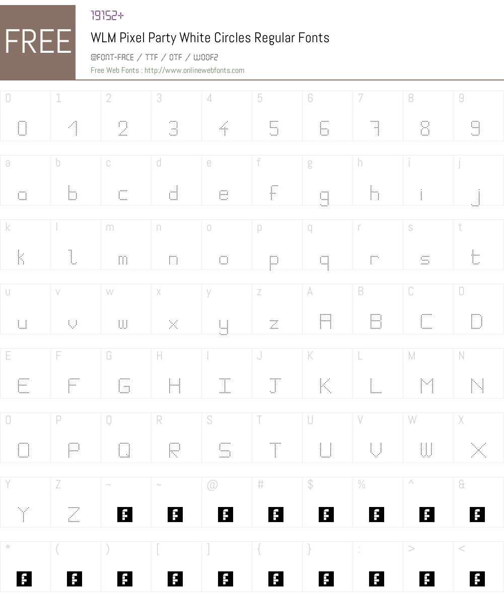 WLM Pixel Party White Circles Font Screenshots
