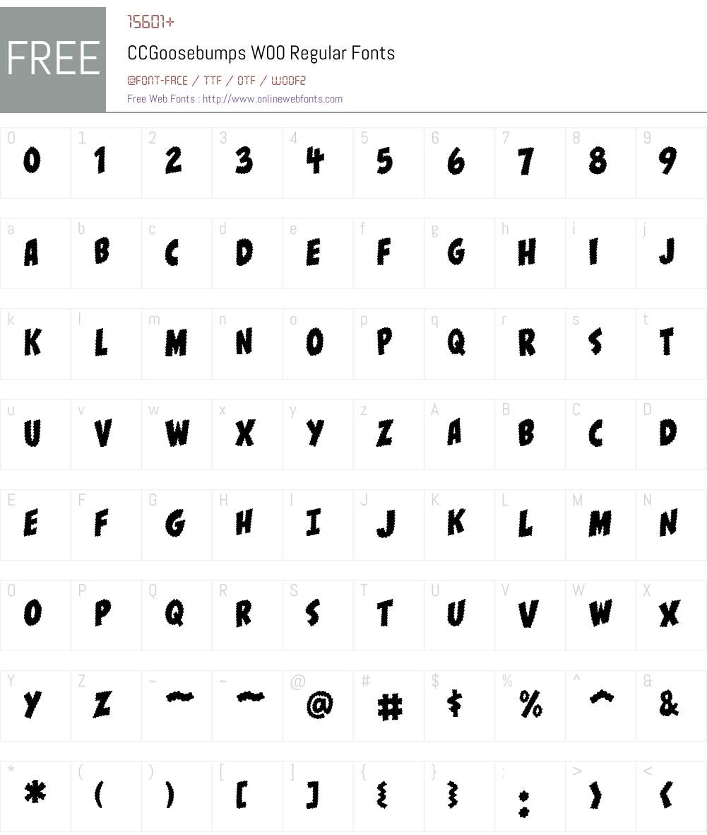 CCGoosebumps Font Screenshots
