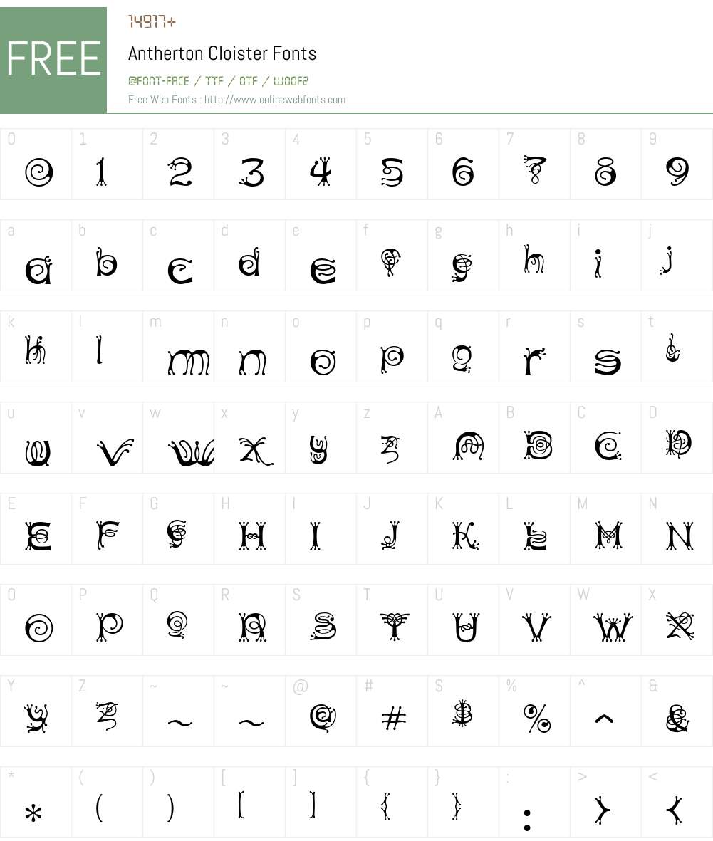 Antherton Cloister Font Screenshots