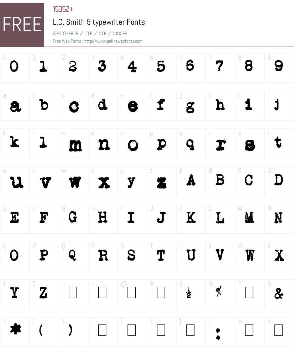 L.C. Smith 5 typewriter Font Screenshots