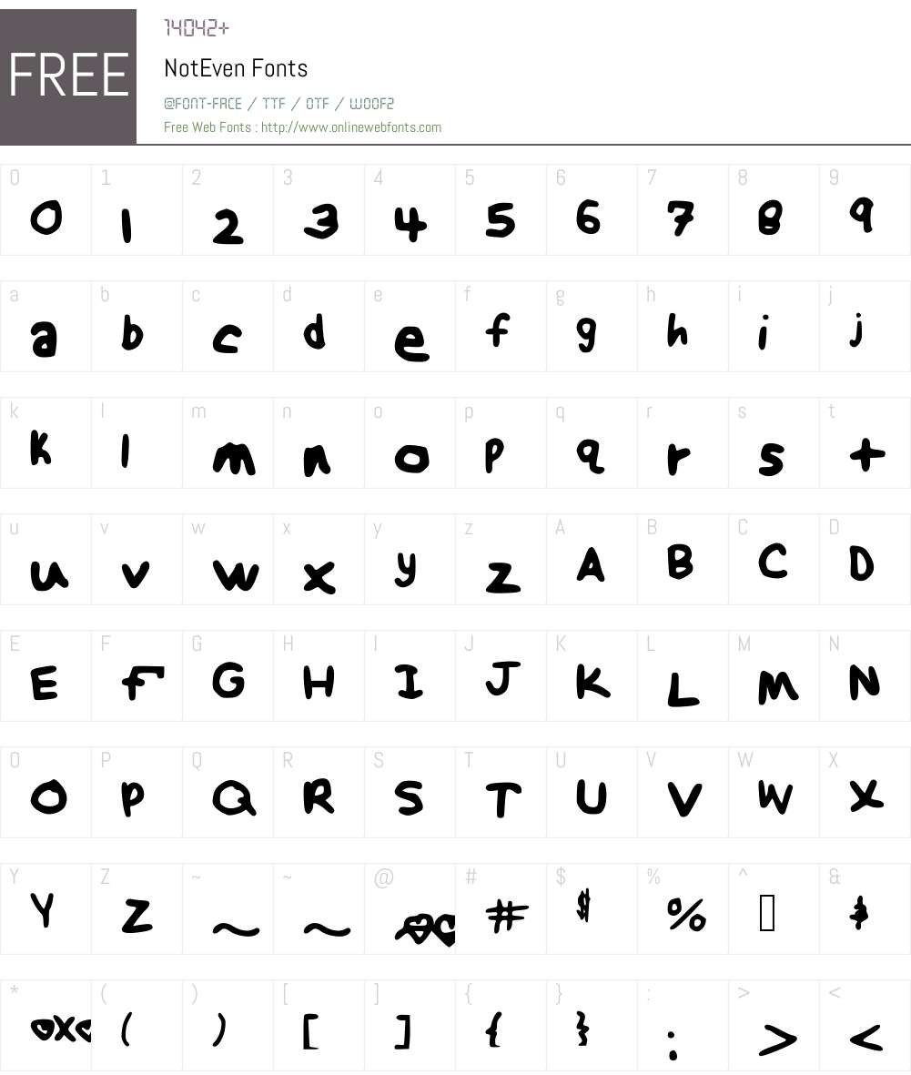 NotEven Font Screenshots