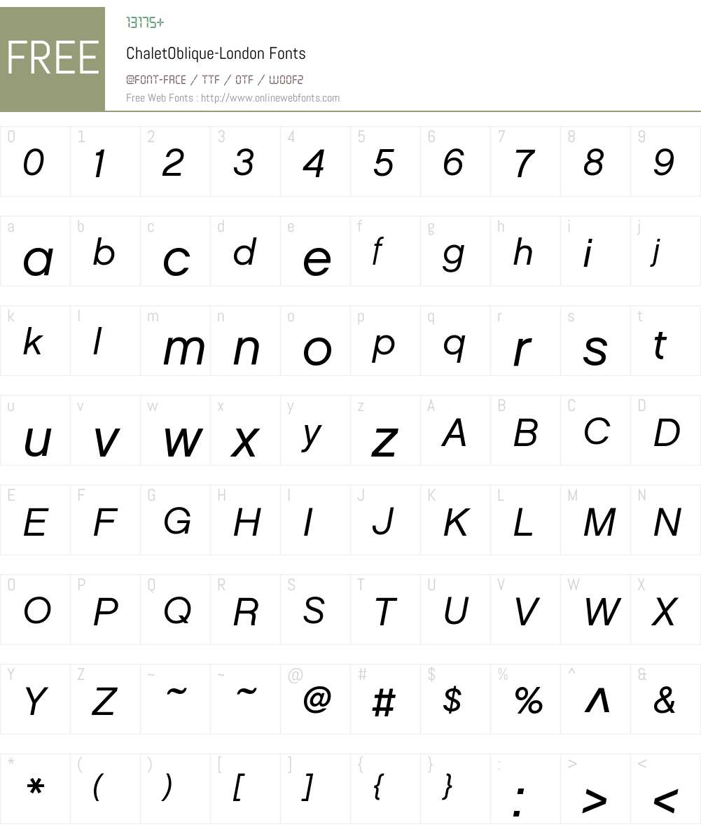 ChaletOblique-London Font Screenshots
