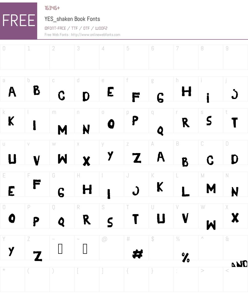 YES_shaken Font Screenshots