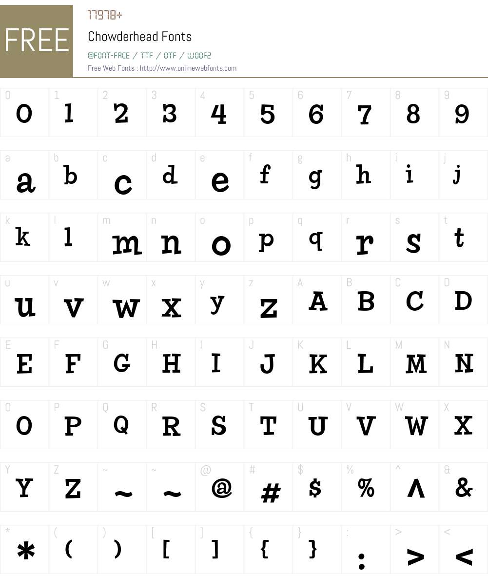 Chowderhead 1.000 2004 initial release Fonts Free Download