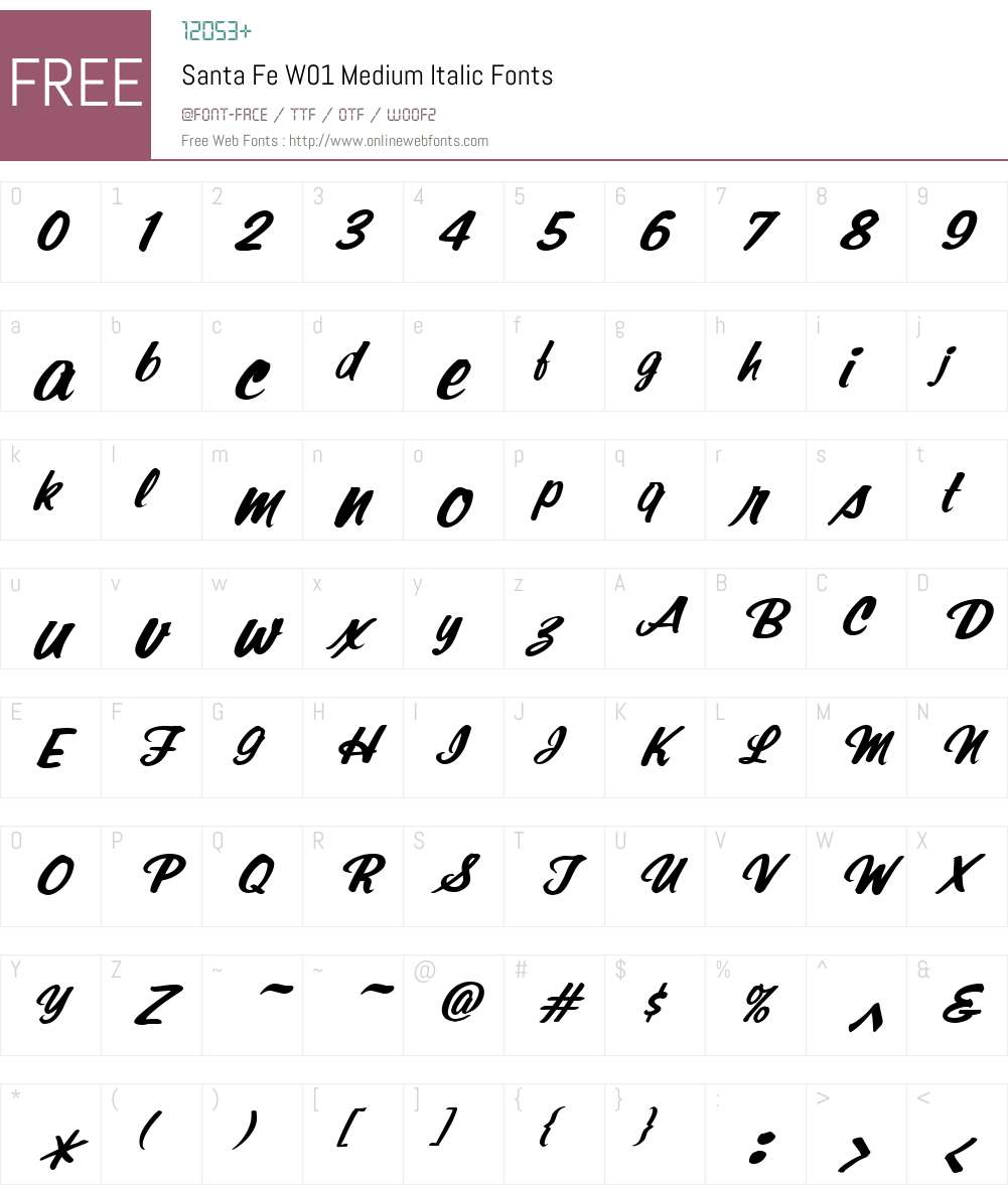 SantaFeW01-MediumItalic Font Screenshots