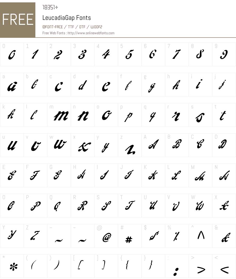 LeucadiaW00-Gap Font Screenshots