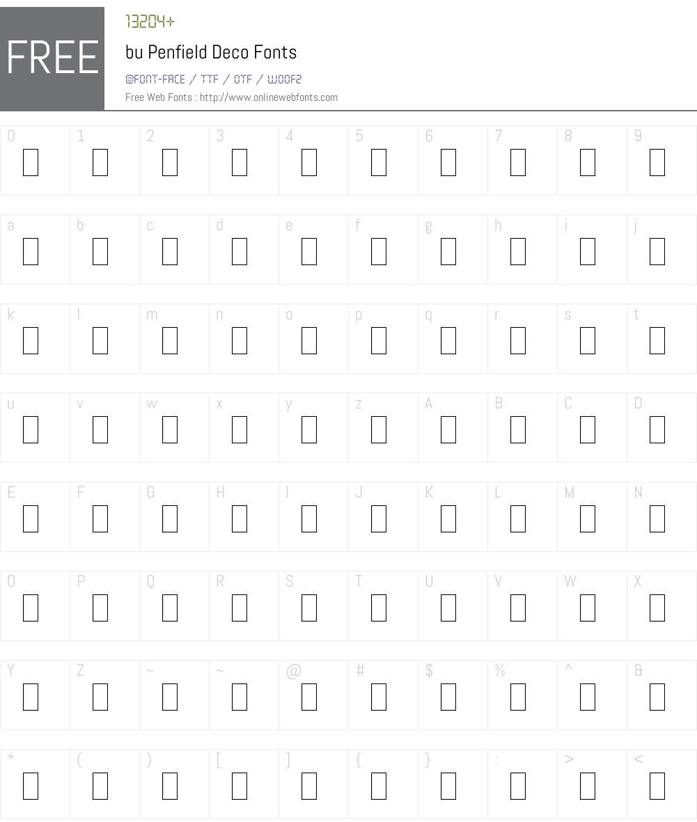 bu Penfield Deco Font Screenshots