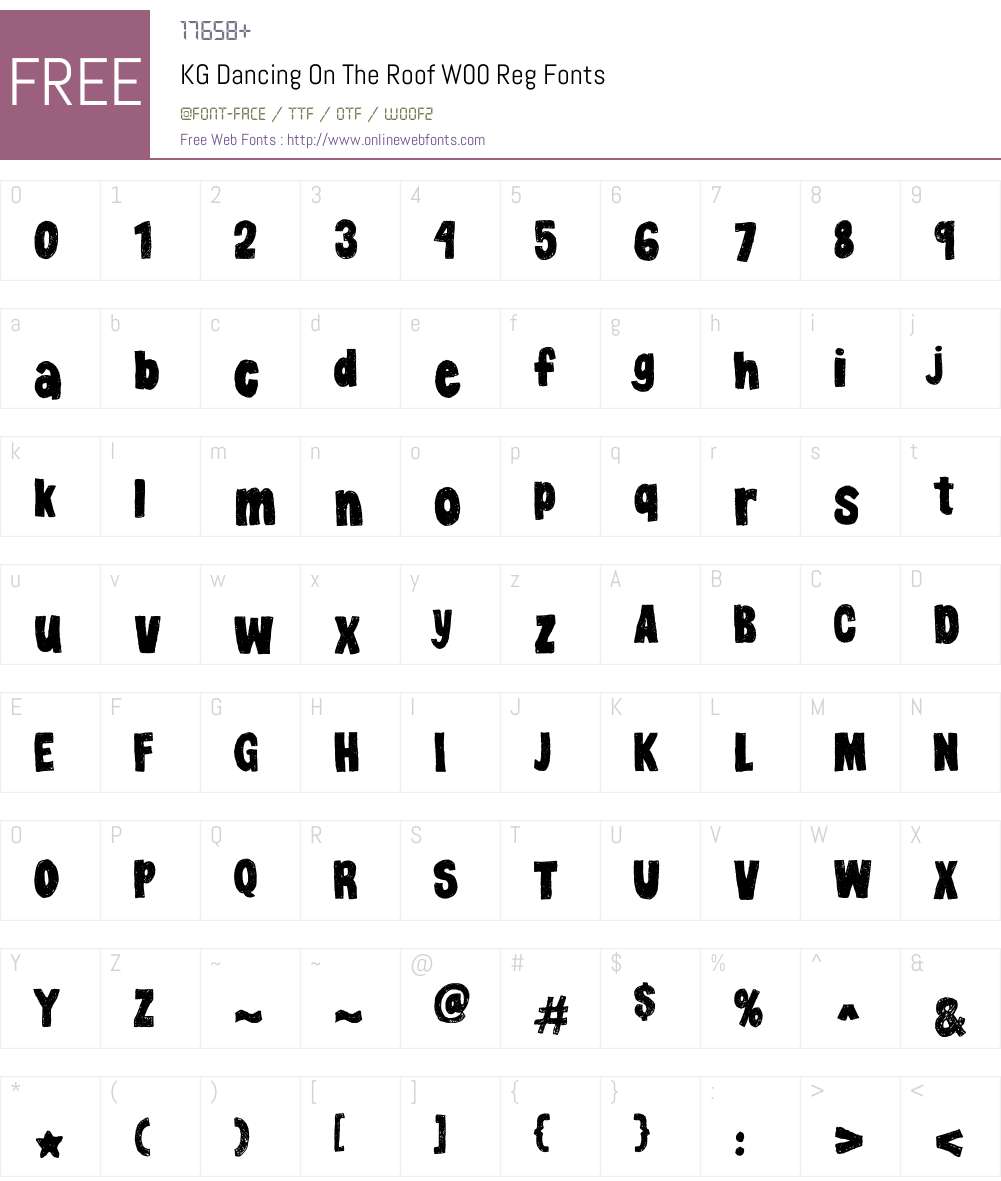 KGDancingOnTheRoofW00-Reg Font Screenshots