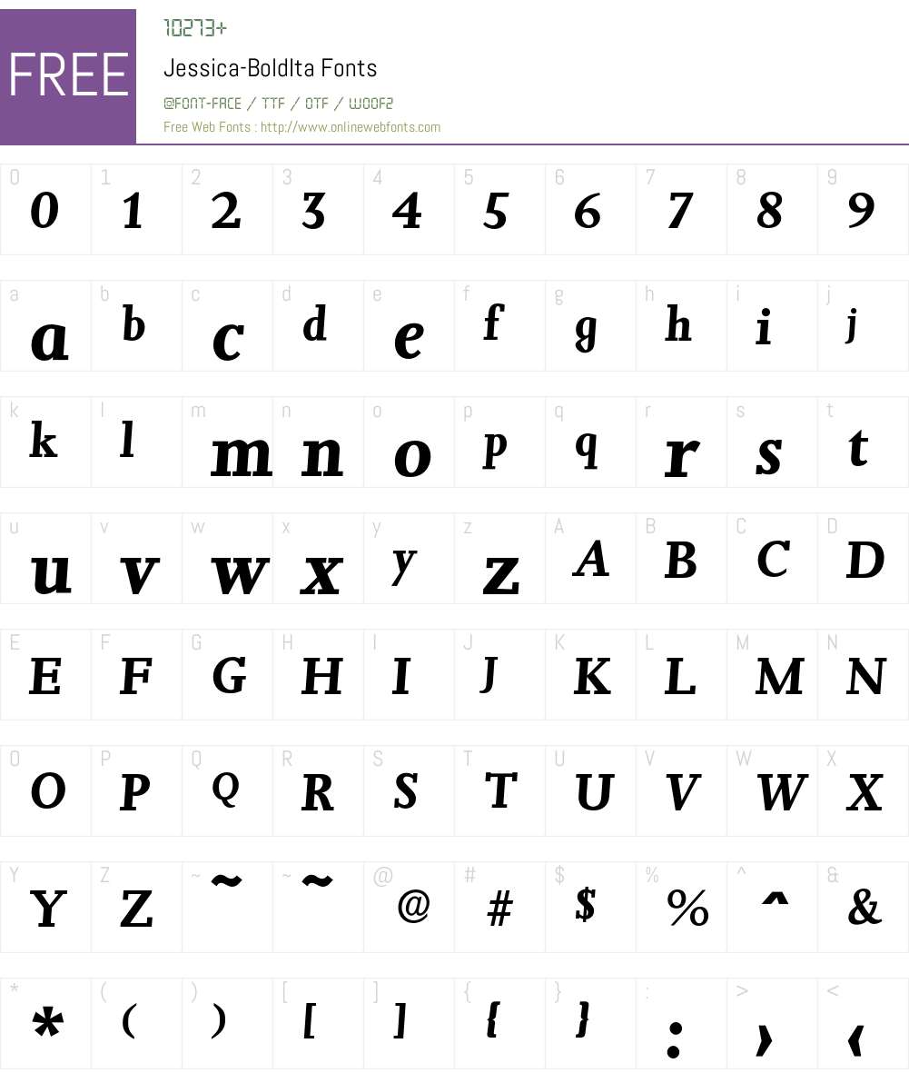 Jessica-BoldIta Font Screenshots