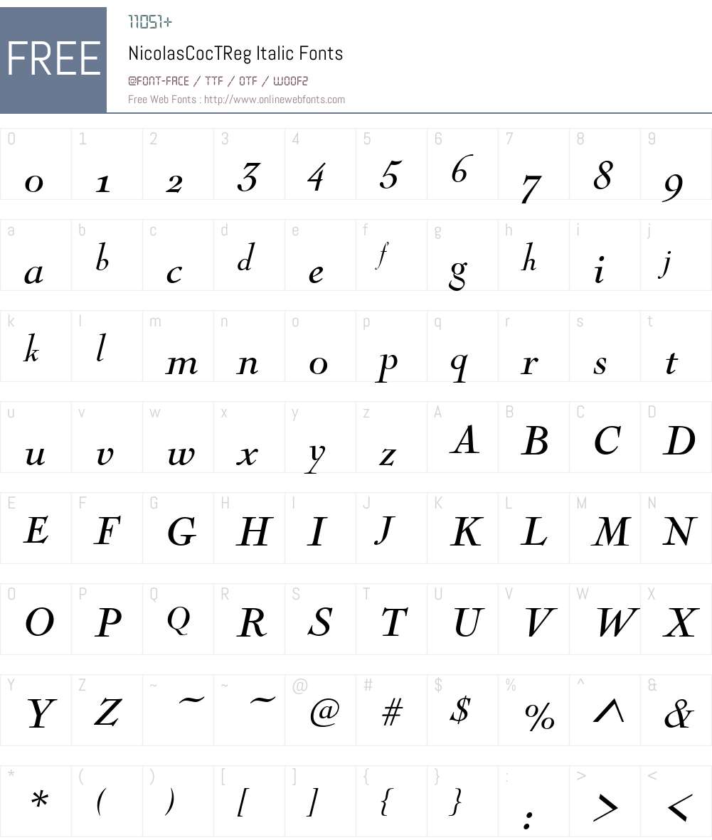 NicolasCocTReg Font Screenshots