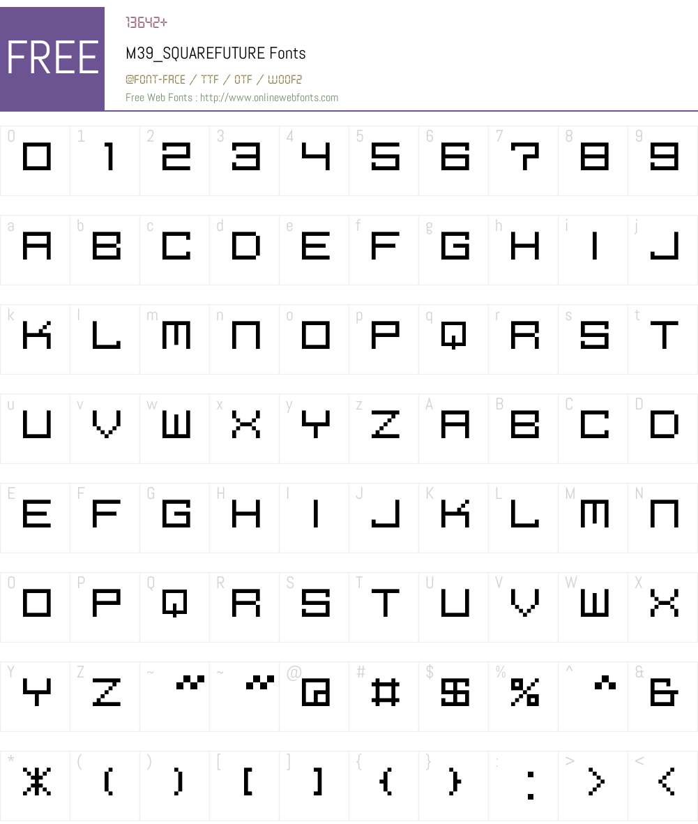 M39_SQUAREFUTURE Font Screenshots