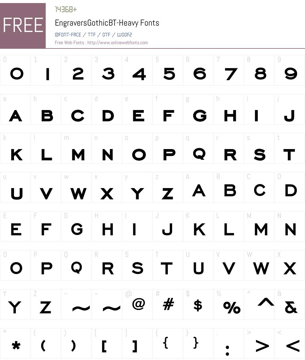 EngraversGothicBT Font Screenshots