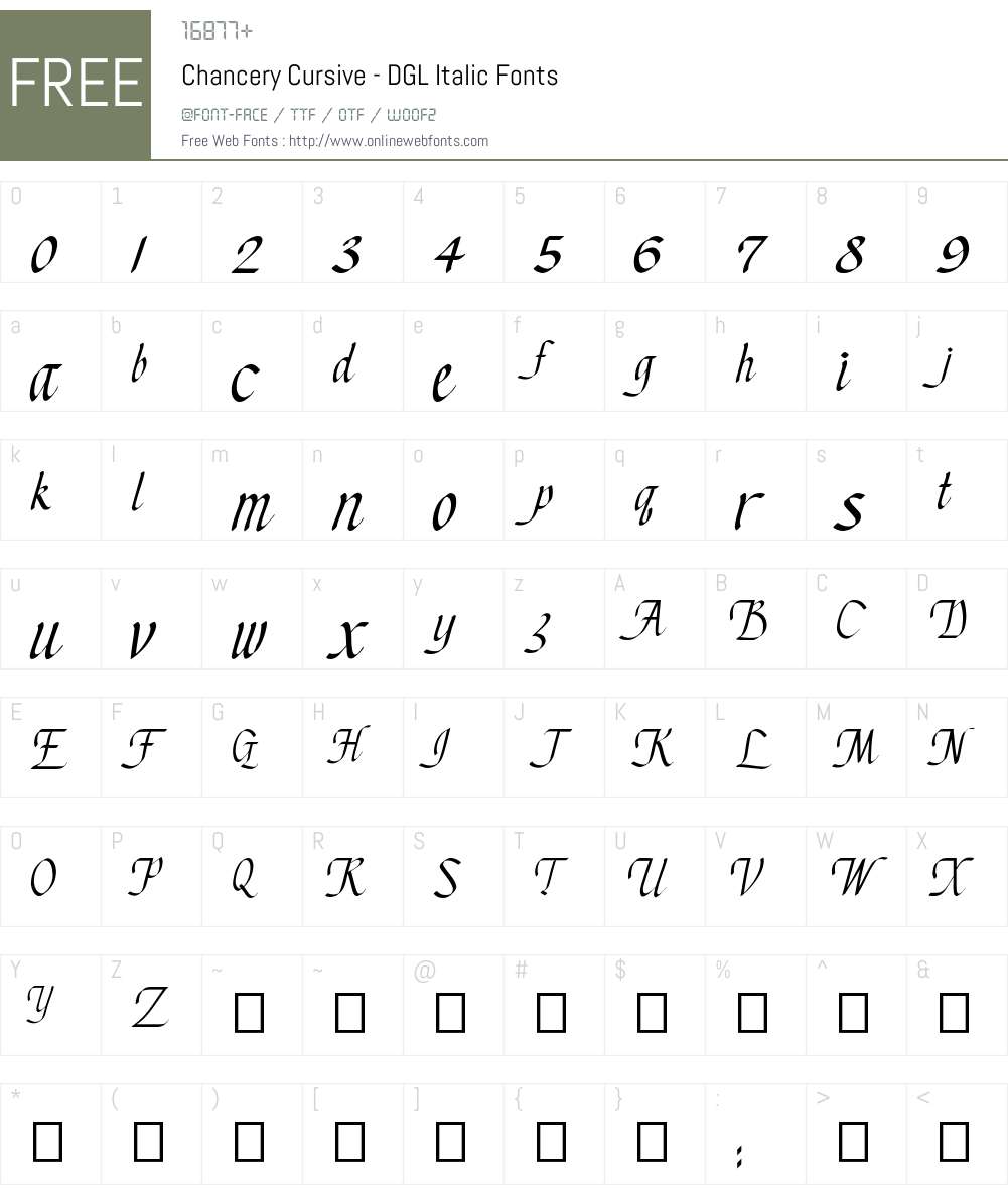 Chancery Cursive - DGL Font Screenshots