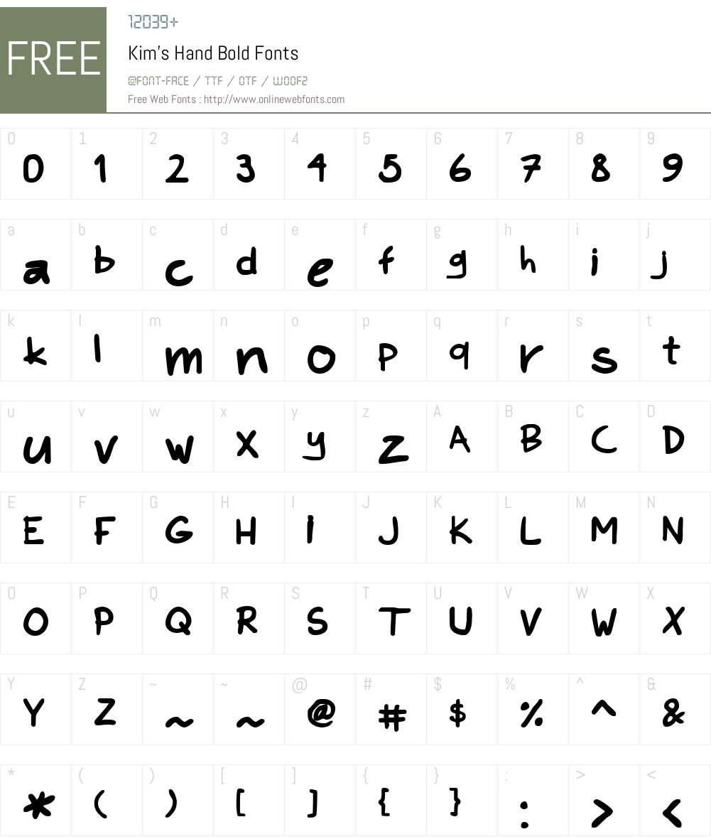Kims Hand Font Screenshots