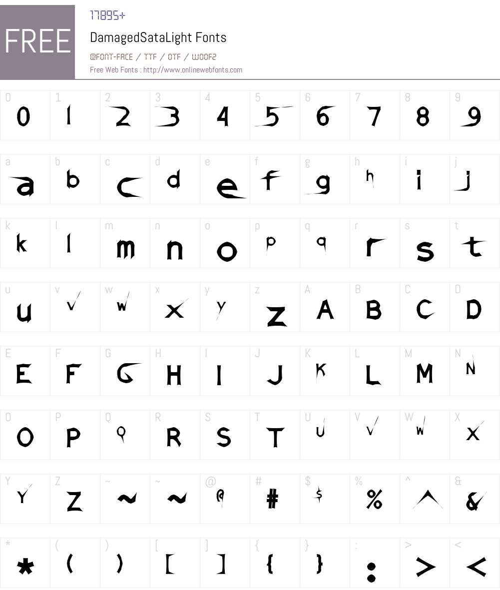 DamagedSataLight Font Screenshots