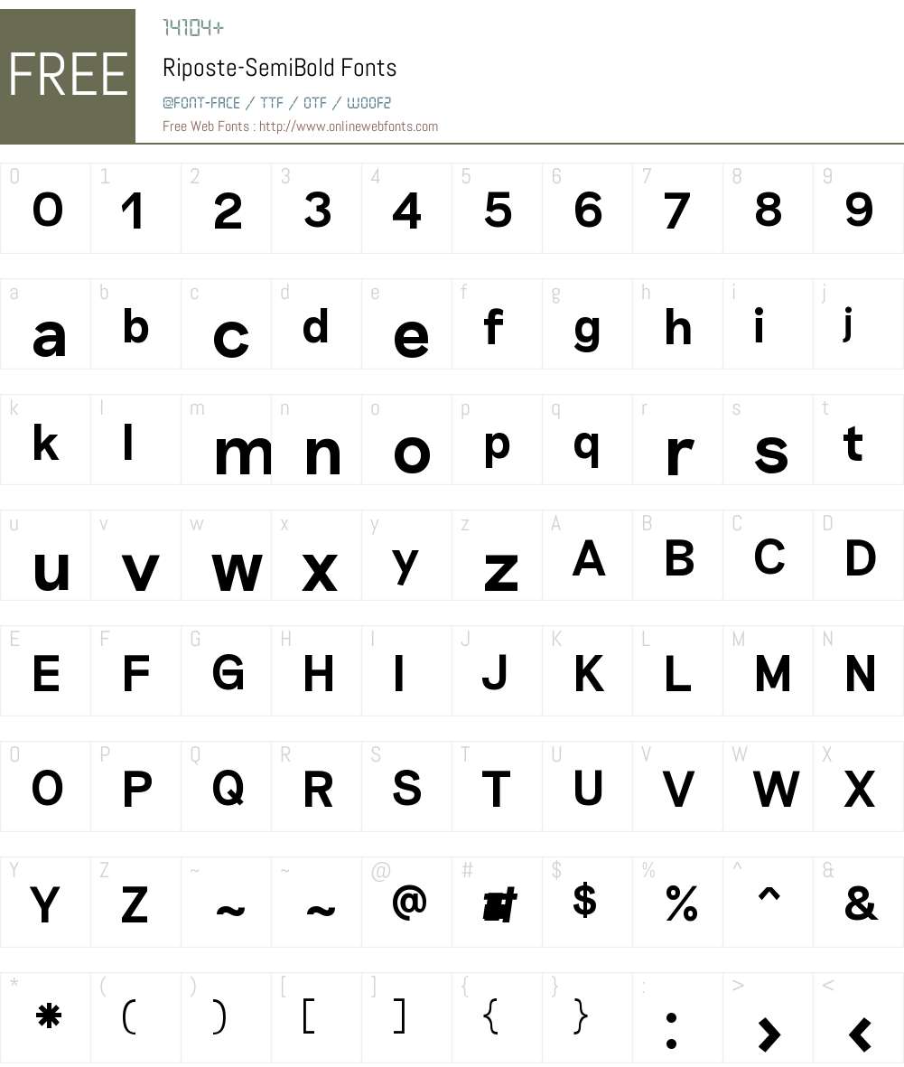 Riposte SemiBold Font Screenshots