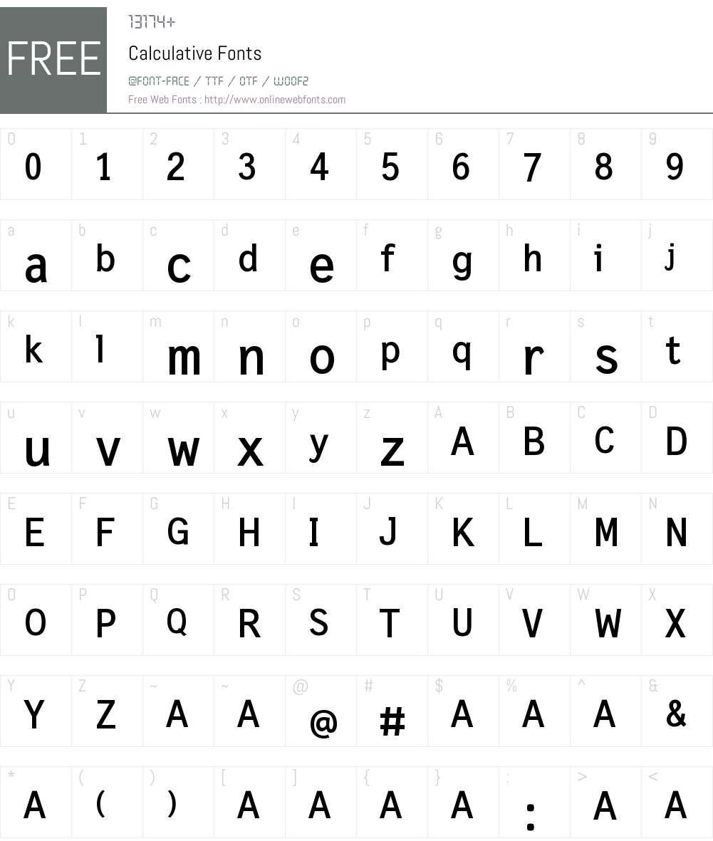 Calculative Font Screenshots