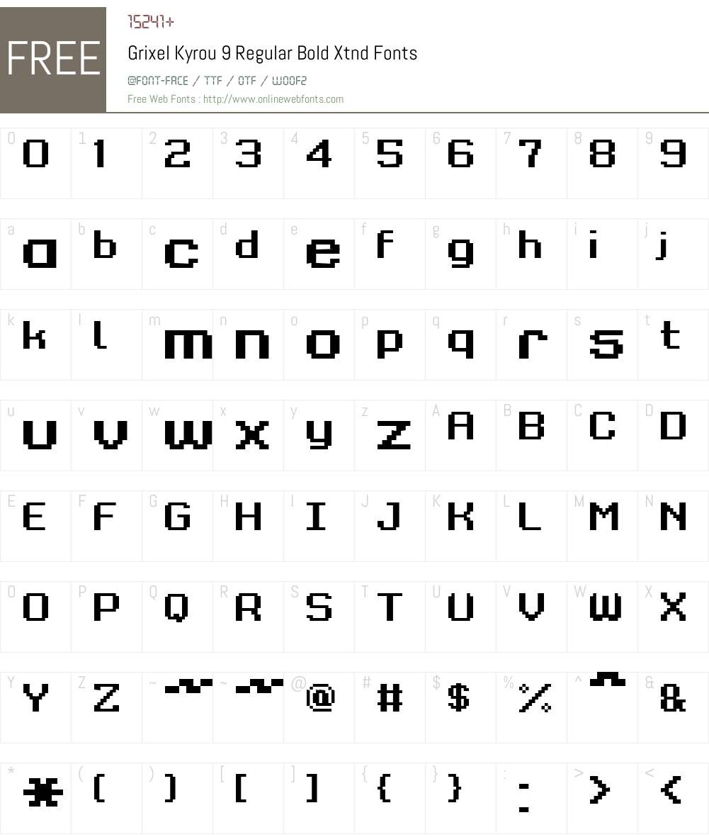 Grixel Kyrou 9 Regular Bold Xtnd Font Screenshots