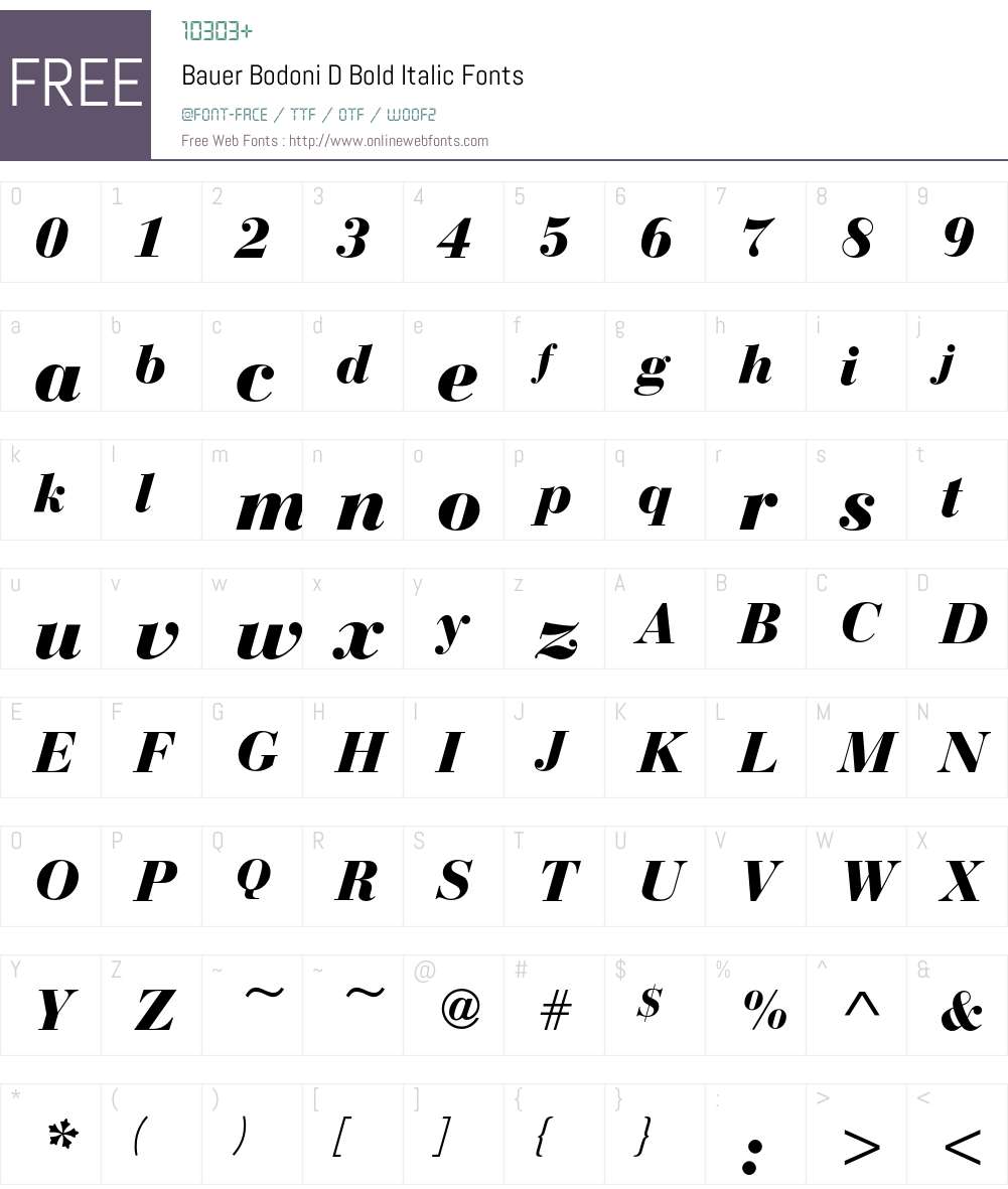Bauer Bodoni D Font Screenshots