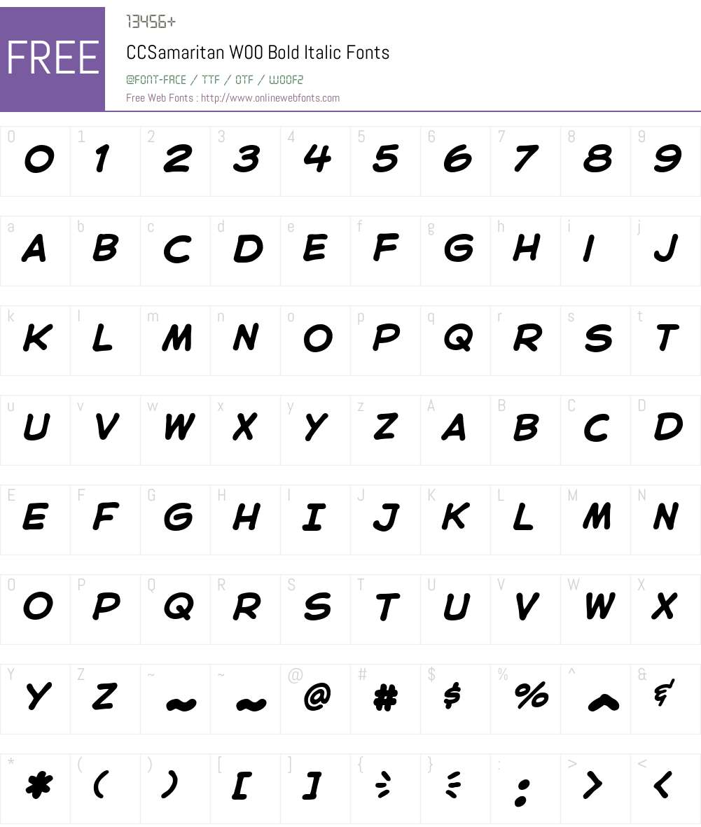 CCSamaritanW00-BoldItalic Font Screenshots