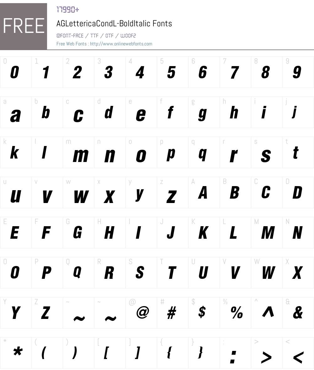 AGLettericaCondL Font Screenshots