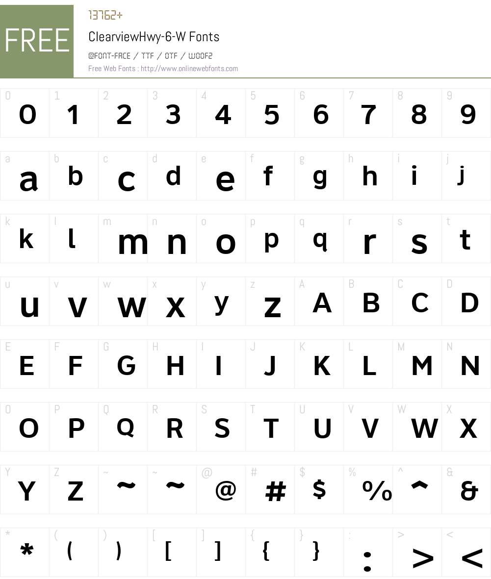 ClearviewHwy-6-W Font Screenshots