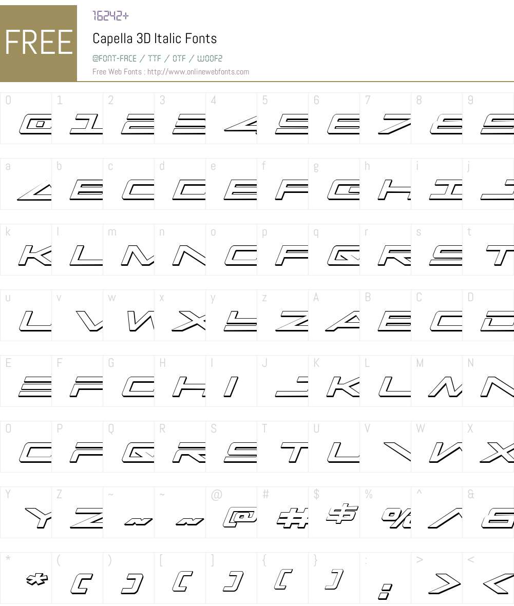 Capella 3D Italic Font Screenshots