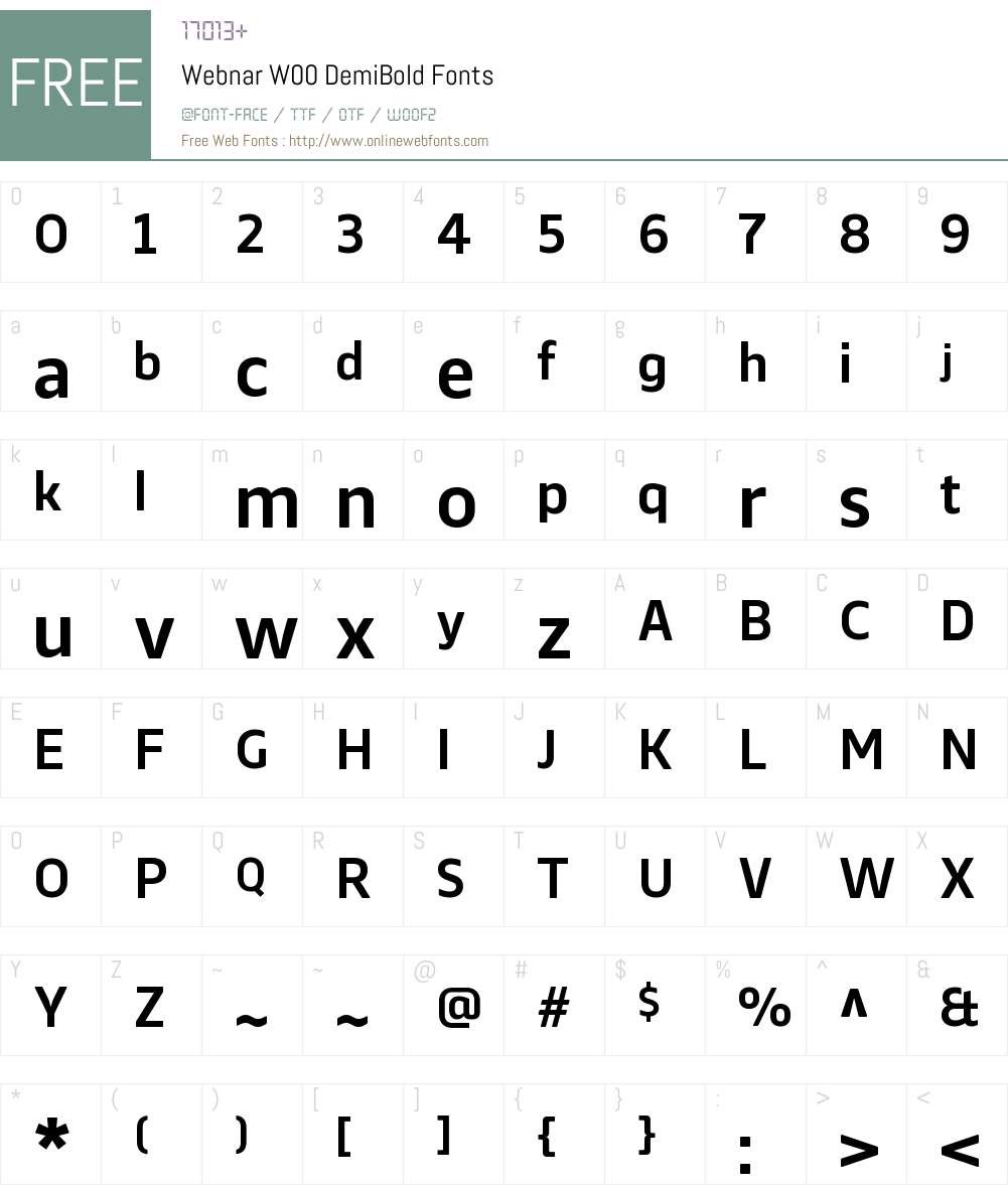 WebnarW00-DemiBold Font Screenshots