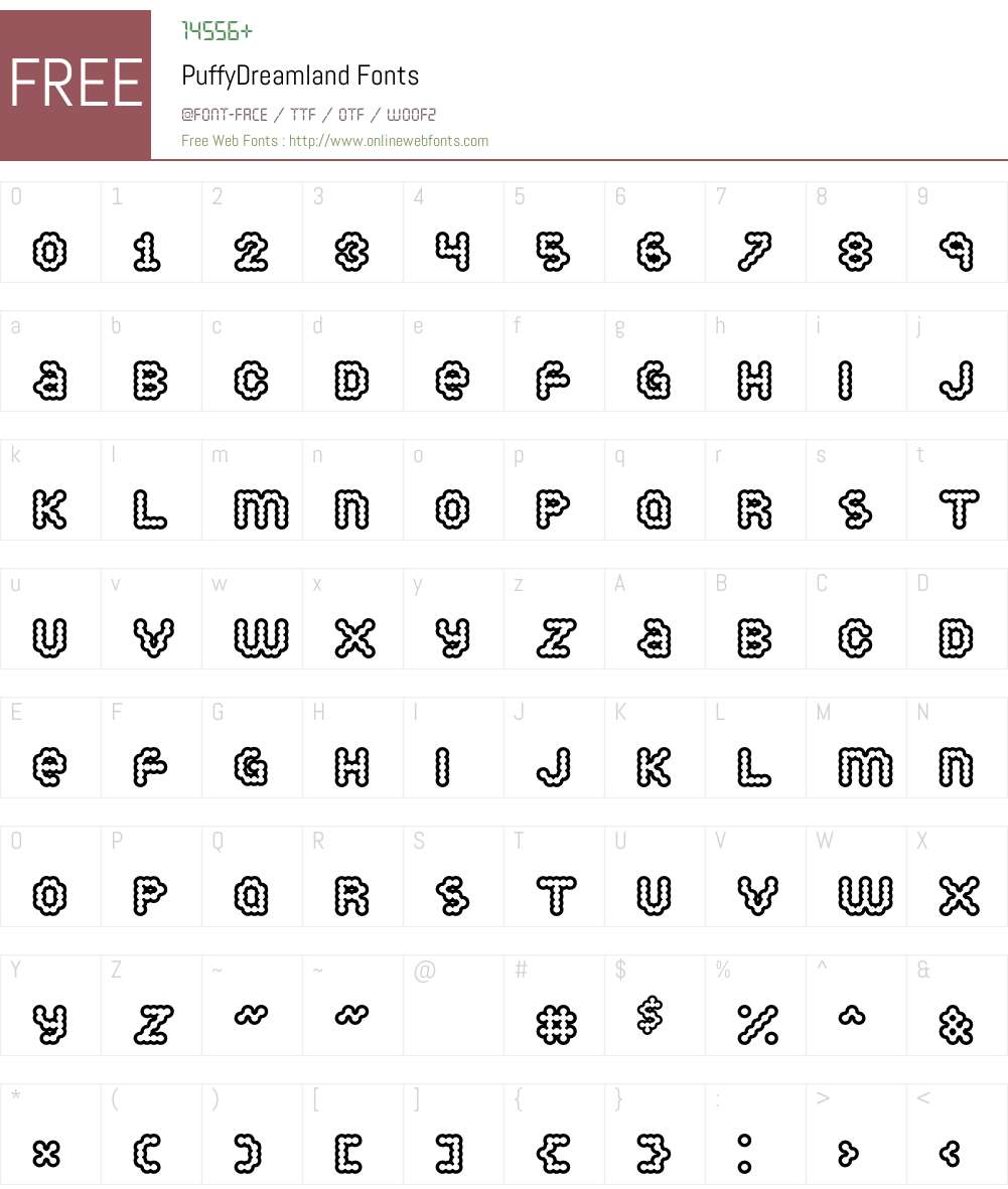 PuffyDreamland Font Screenshots